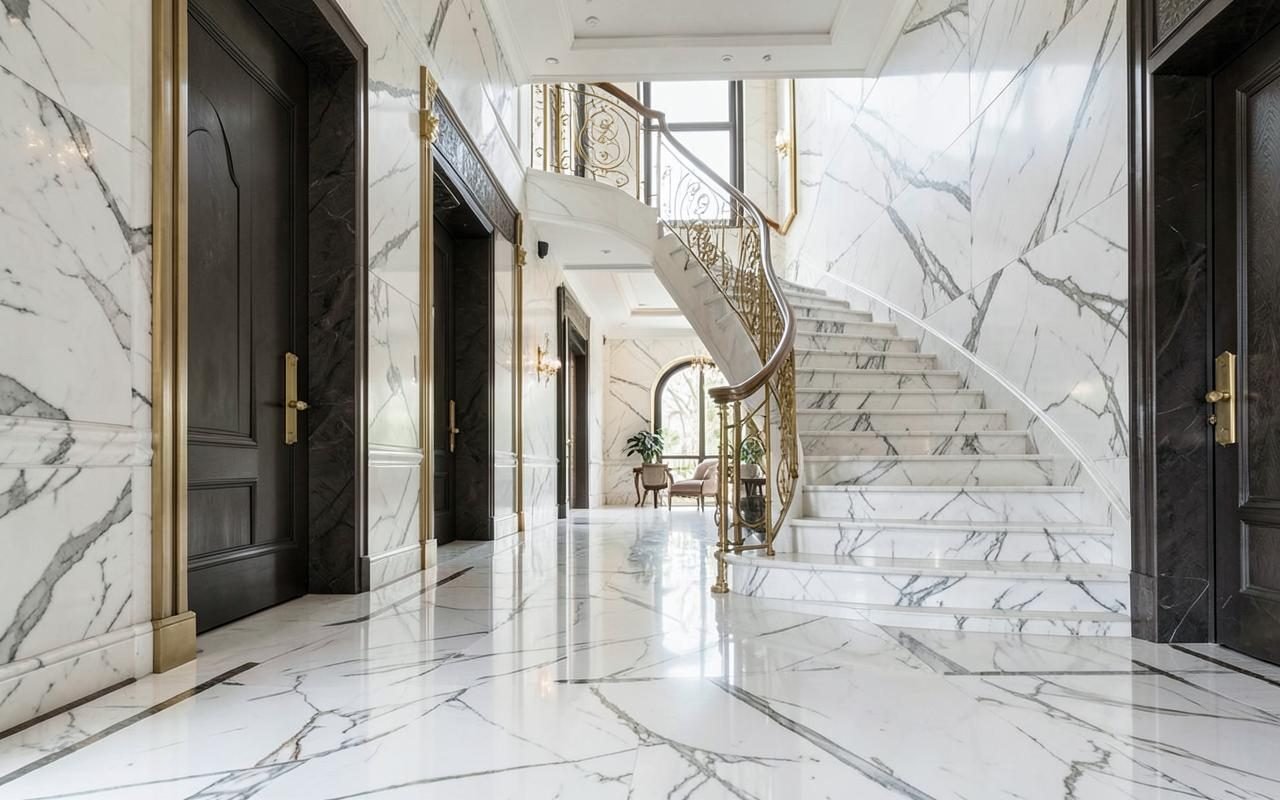 Marble installation in a Dubai villa